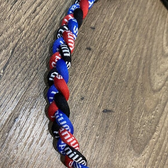 Triple Braided Sports Performance Titanium Necklace - Black, Red, & Blue - Picture 3 of 7